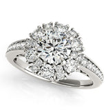 White Gold 14k Antique Style Halo Round Diamond Engagement Ring 2 cttw Ideal Any Ocassions