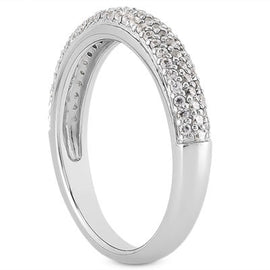 White Gold 14k Triple Multi-Row Micro- Pave Diamond Wedding Ring Band