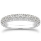 White Gold 14k Triple Multi-Row Micro- Pave Diamond Wedding Ring Band