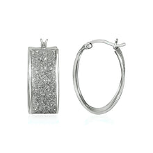 Load image into Gallery viewer, Glitter Textured Wide Oval Hoop Earrings in Sterling Silver