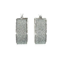 Load image into Gallery viewer, Glitter Textured Wide Oval Hoop Earrings in Sterling Silver