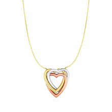 Load image into Gallery viewer, Tri Color Gold 10k Necklace with Heart Pendant in Lobster Claw Lock
