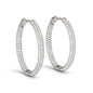 White Gold 14k Two Row Pave Set Diamond Hoop Earrings 7 cttw in Hinged Snap Back