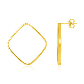 Yellow Gold 14k Polished Open Square Post Earrings in Push Back Backing