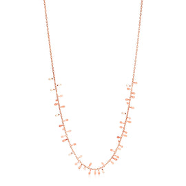 Rose Gold 14k Necklace with Polished Leaf Motifs in Lobster Claw Lock