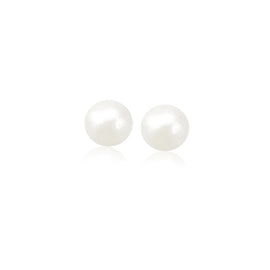 Yellow Gold 14k 6.0 mm Freshwater Cultured White Pearl Stud Earrings