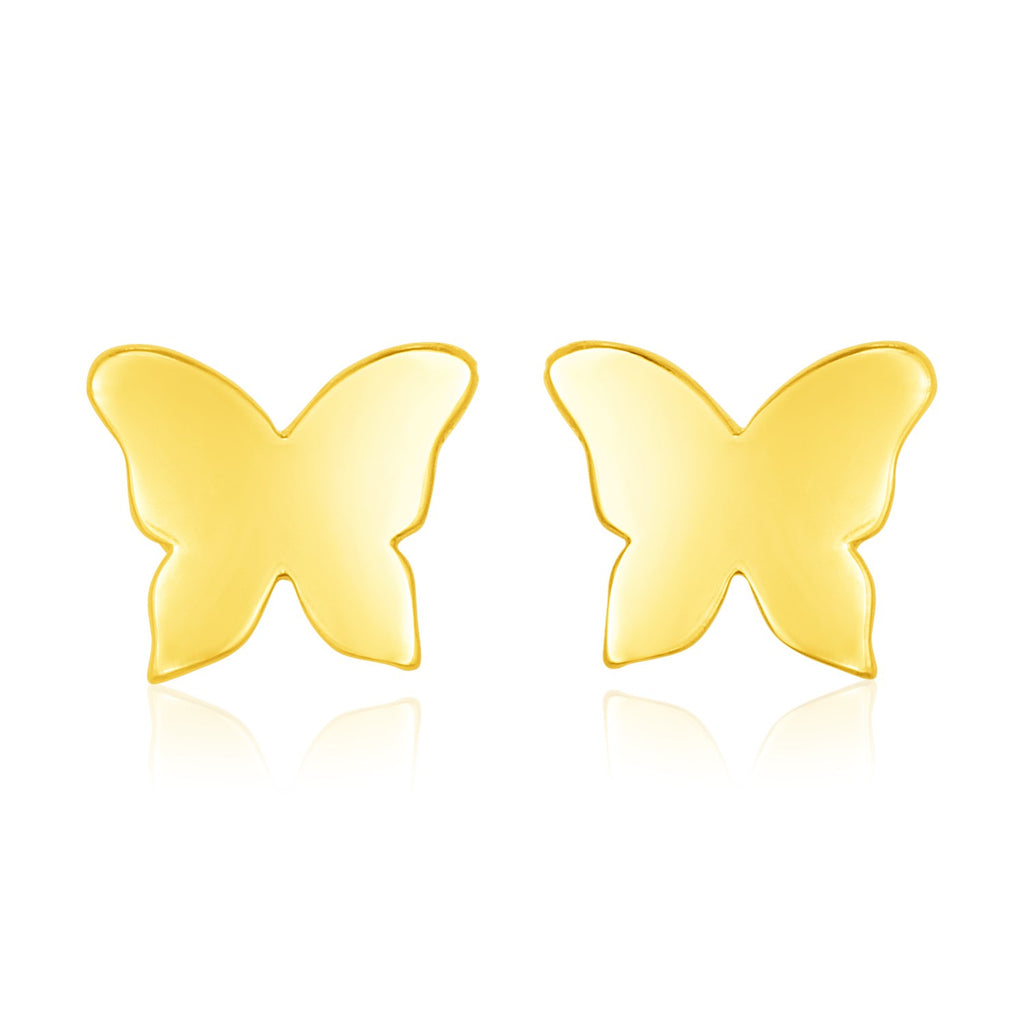 Yellow Gold 14k Polished Butterfly Earrings in Pushback Clasps