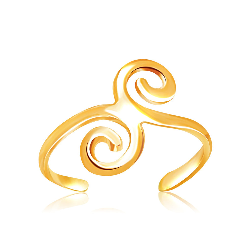 Yellow Gold 14k Stunning Scrollwork Motif Toe Ring