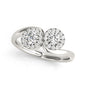 White Gold 14k Halo Set Round Elegant Two Stone Diamond Rings 3/8 cttw