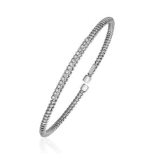 Load image into Gallery viewer, White Gold 14k and Diamond 3mm Flexible Bangle Bracelet