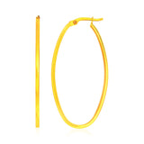 Yellow Gold 14k Slim Oval Shape Hoop Earrings in Snap Lock