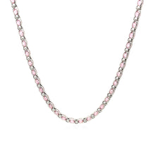 Load image into Gallery viewer, Sterling Silver 18 inch Necklace with Pink Cubic Zirconias in Lobster Claw Lock