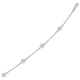 White Gold 14k Bracelet with Crystal Studded Ball Stations in Lobster Claw Lock