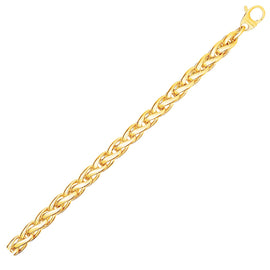Yellow Gold 14k Wheat Link Bracelet in Lobster Claw Lock