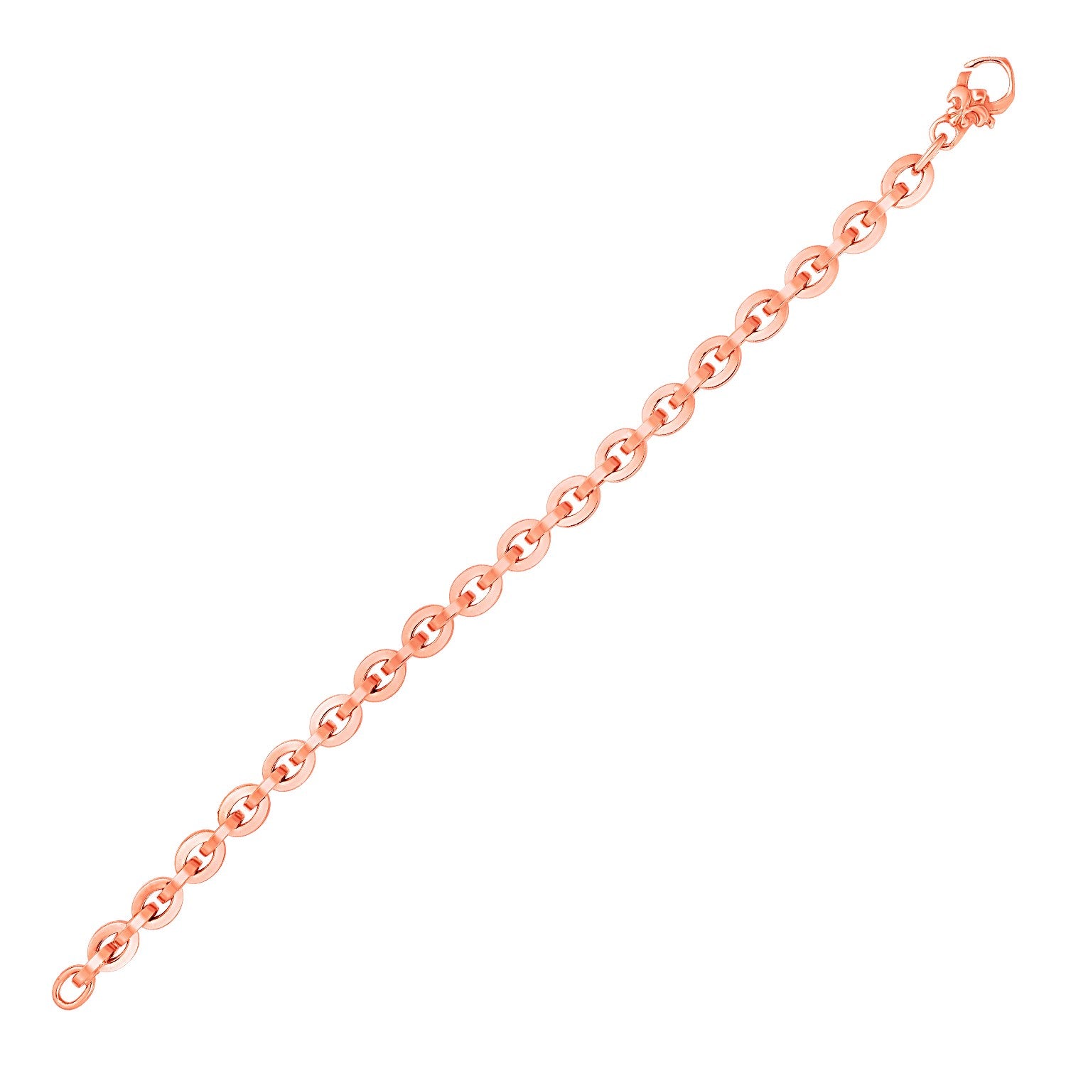 Rose Gold 14k Shiny Oval Link Bracelet in Lobster Claw Lock