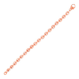 Rose Gold 14k Shiny Oval Link Bracelet in Lobster Claw Lock