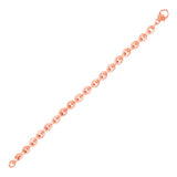 Rose Gold 14k Shiny Oval Link Bracelet in Lobster Claw Lock