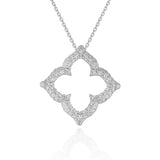 White Gold 14k Diamond Cut-out Flower Pendant 1/3 cttw in Lobster Claw Lock