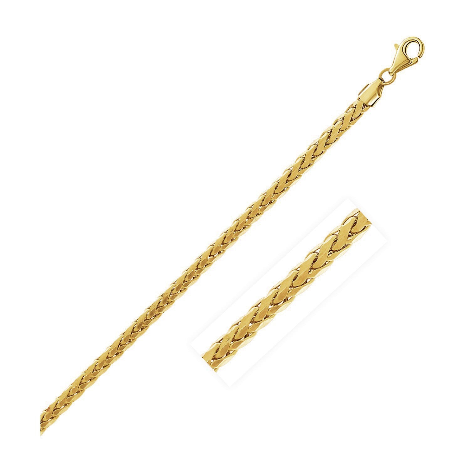 Yellow Gold 14k 3.15mm Diamond Cut Round Franco Chain in Lobster Claw Closure