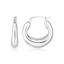 Load image into Gallery viewer, Sterling Silver Polished Puffed Short Oval Hoop Earrings