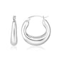 Sterling Silver Polished Puffed Short Oval Hoop Earrings