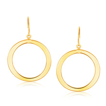 Load image into Gallery viewer, Yellow Gold 14k Flat Open Tube Round Earrings in French Wire Backing