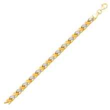 Load image into Gallery viewer, Two-Tone Gold 14k Fancy Weave Bracelet with Contrasting Finish in Lobster Claw Lock