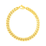 Yellow Gold 14k Polished Cuban Link Bracelet in Lobster Claw Lock