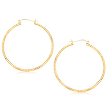 Load image into Gallery viewer, Yellow Gold 14k 45mm Fancy Diamond Cut Extra Large Hoop Earrings in Snap Lock