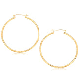 Yellow Gold 14k 45mm Fancy Diamond Cut Extra Large Hoop Earrings in Snap Lock