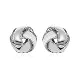 Textured and Polished Love Knot Earrings in Sterling Silver
