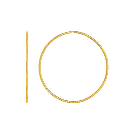 Yellow Gold 14k Crafted Textured Endless Hoop Earrings Ideal for Any Ocassions