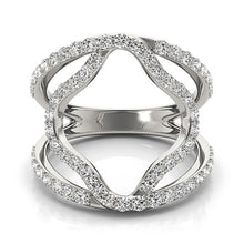 Load image into Gallery viewer, White Gold 14k Diamond Flower Motif Cut-Out Design Style Dual Band Ring 5/8 cttw