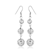 Load image into Gallery viewer, Sterling Silver Layered Textured Ball Dangling Earrings