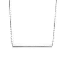 Sterling Silver Polished Straight Bar Necklace