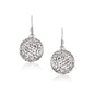 Sterling Silver Round Drop Earrings with Mesh Design
