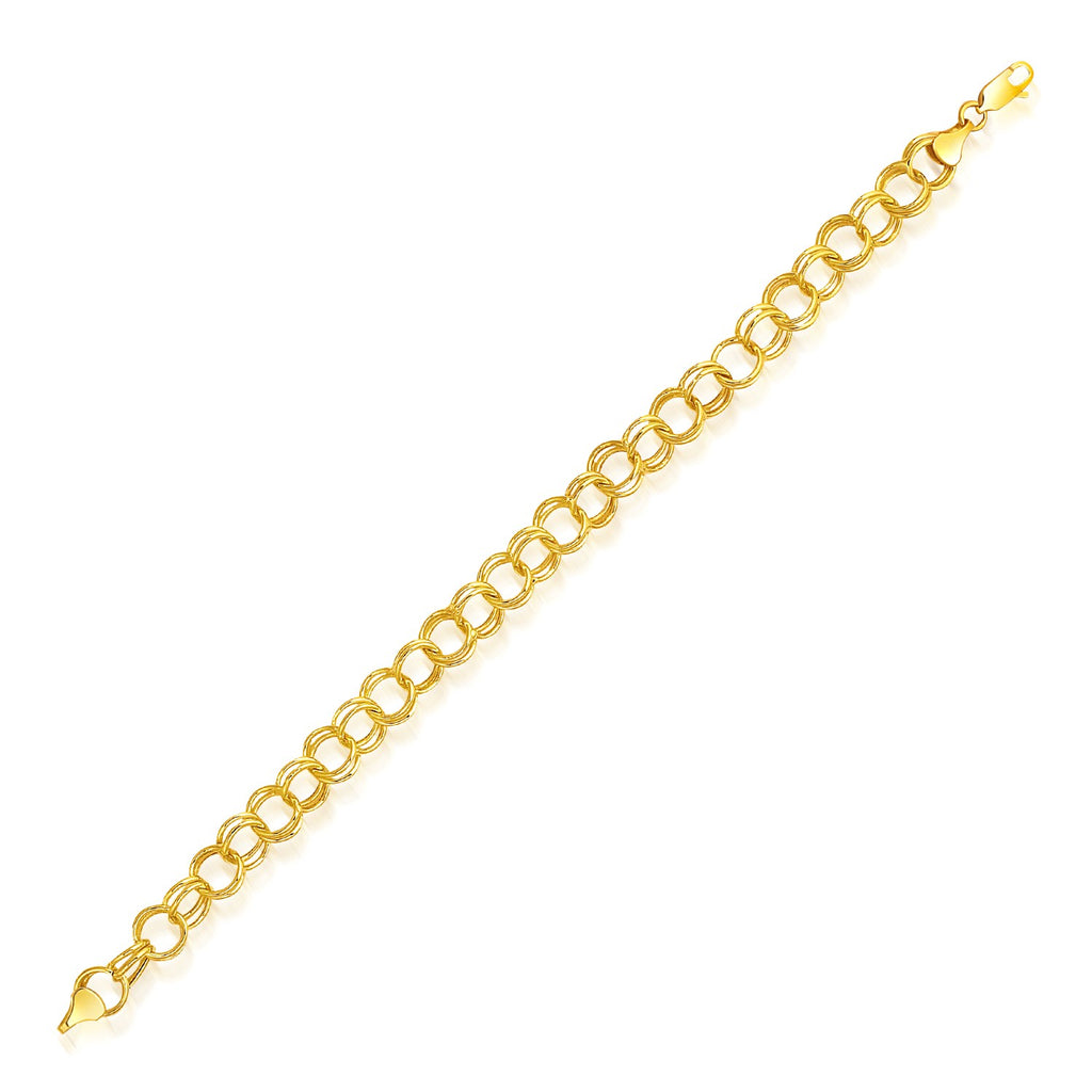 Yellow Gold 14k 8.0 mm Lite Charm Bracelet in Lobster Claw Lock