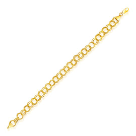 Yellow Gold 14k 8.0 mm Lite Charm Bracelet in Lobster Claw Lock