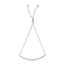 Load image into Gallery viewer, White Gold 14k Smooth Curved Bar Lariat Design Bracelet in Draw String Clasp