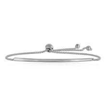 Load image into Gallery viewer, White Gold 14k Smooth Curved Bar Lariat Design Bracelet in Draw String Clasp