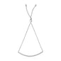 White Gold 14k Smooth Curved Bar Lariat Design Bracelet in Draw String Clasp