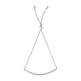 White Gold 14k Smooth Curved Bar Lariat Design Bracelet in Draw String Clasp