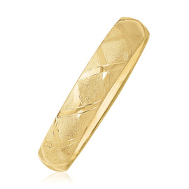 Yellow Gold 10k Dual-Textured Diamond Pattern Bangle