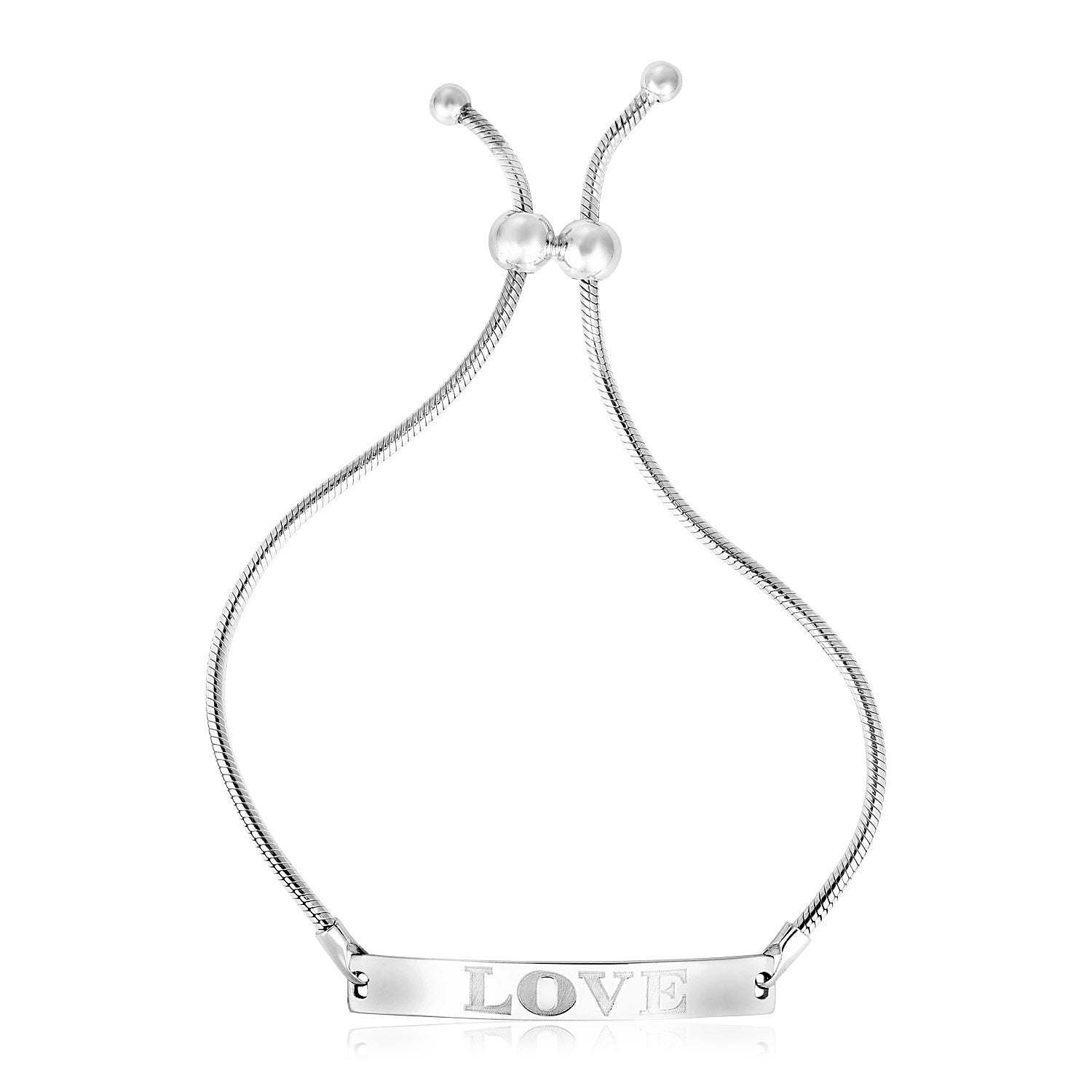 Sterling Silver Adjustable Love Identification Bracelet in Draw String Clasp