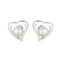 Sterling Silver Open Heart Earrings with Freshwater Pearls