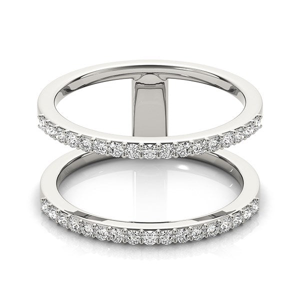 White Gold 14k Dual Band Ring with Diamonds