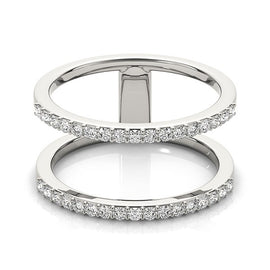 White Gold 14k Dual Band Ring with Diamonds