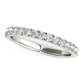 White Gold 14k Round Pave Setting Diamond Wedding Ring Band