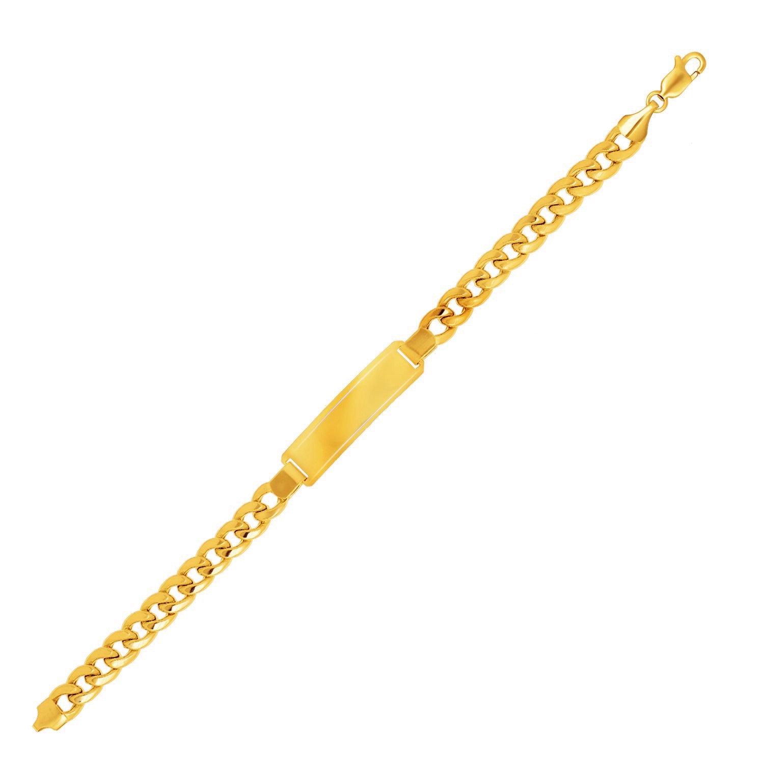 Yellow Gold 14k Men's ID Bracelet Cuban Chain