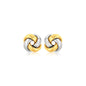 Two Tone Gold 14k Square Stud Love Knot Earrings